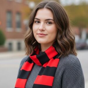 Red and Black Striped Scarf